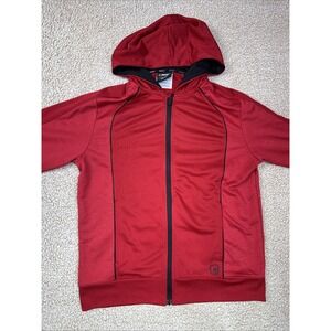 AND1 Full Zip Hooded Warm Up Jacket Red Size M Basketball Vented